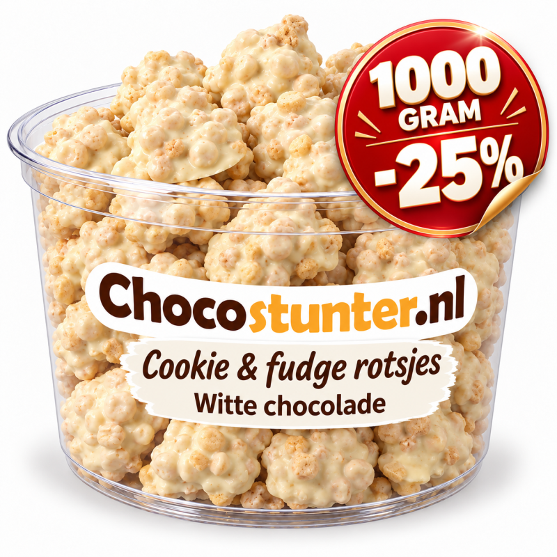 Cookie&Fudge rotsjes wit 1000gr *25% Korting